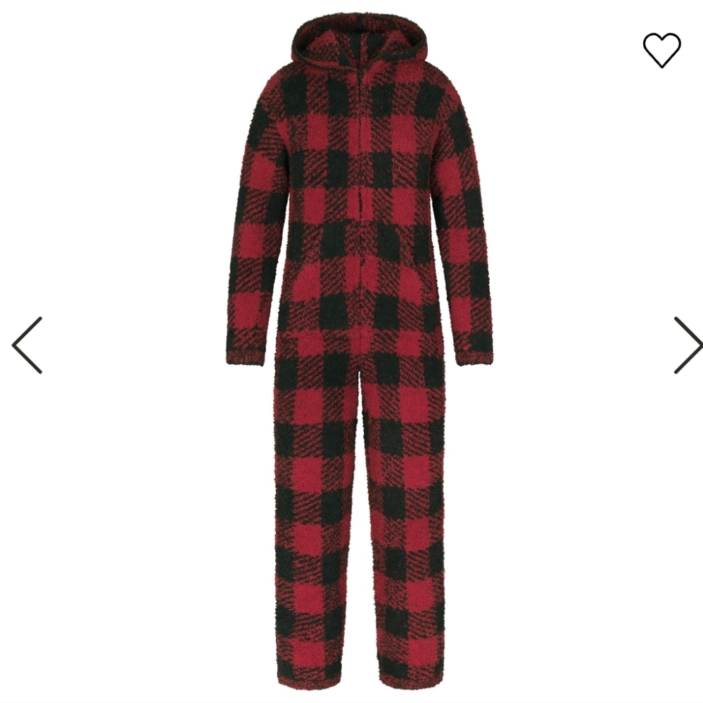 Skims cozy knit onsie plaid lounge wear jammies